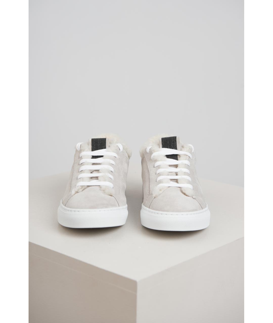 BRUNELLO CUCINELLI Серые кожаные кеды, фото 4