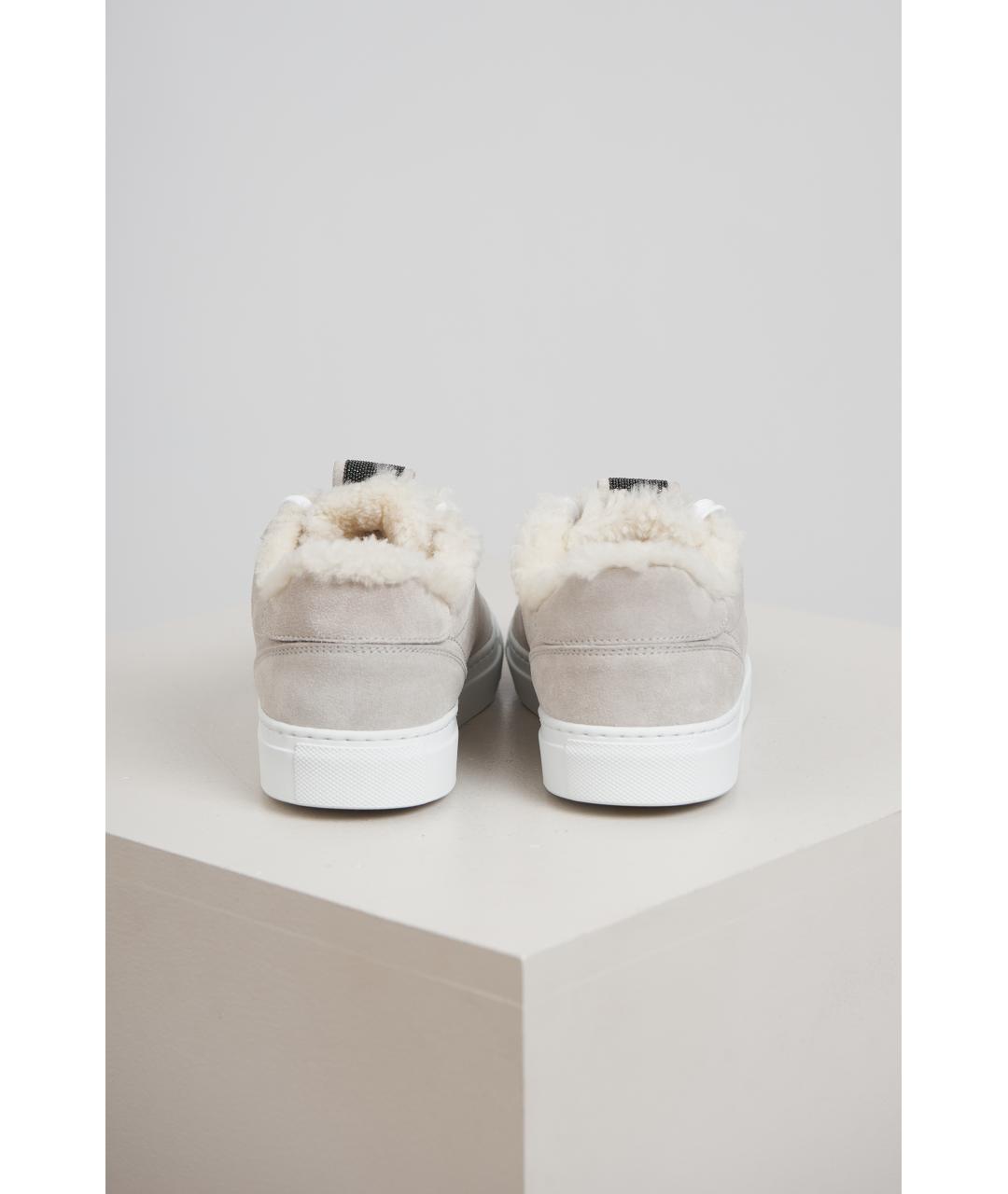 BRUNELLO CUCINELLI Серые кожаные кеды, фото 3