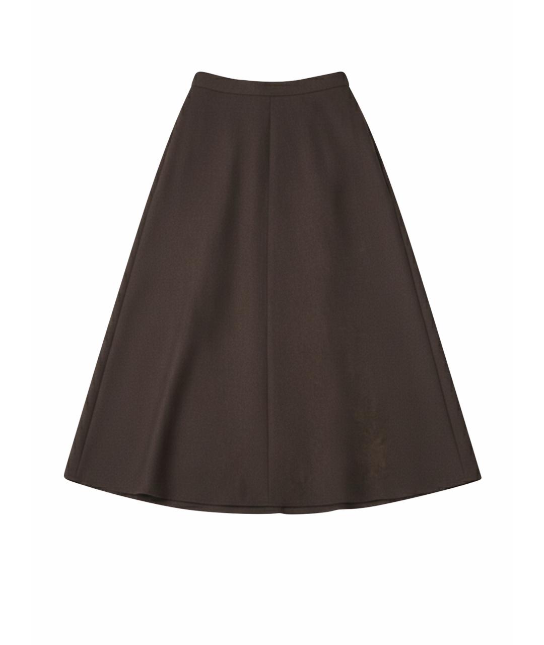 KITON Коричневая шерстяная юбка миди, фото 1