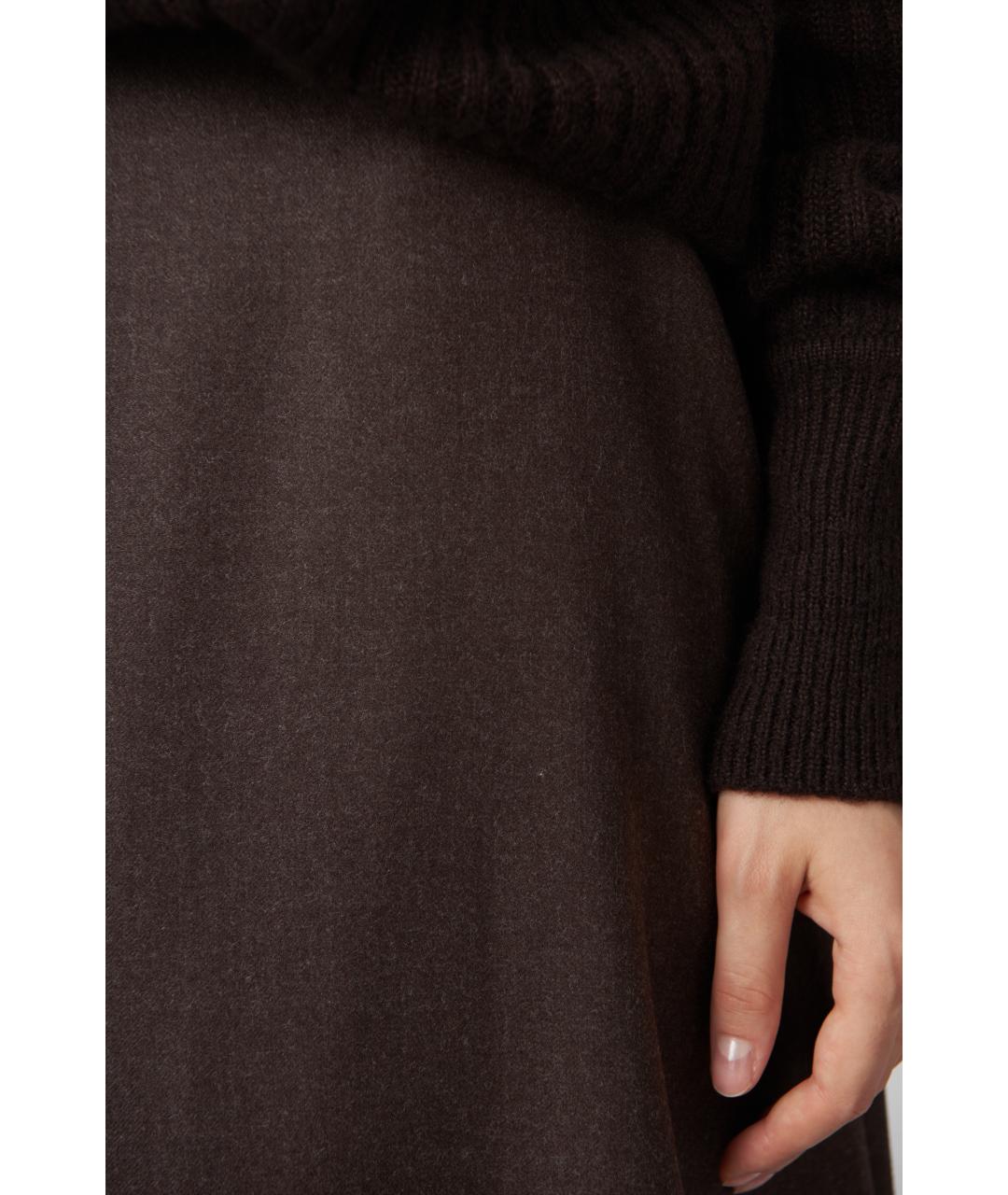 KITON Коричневая шерстяная юбка миди, фото 3