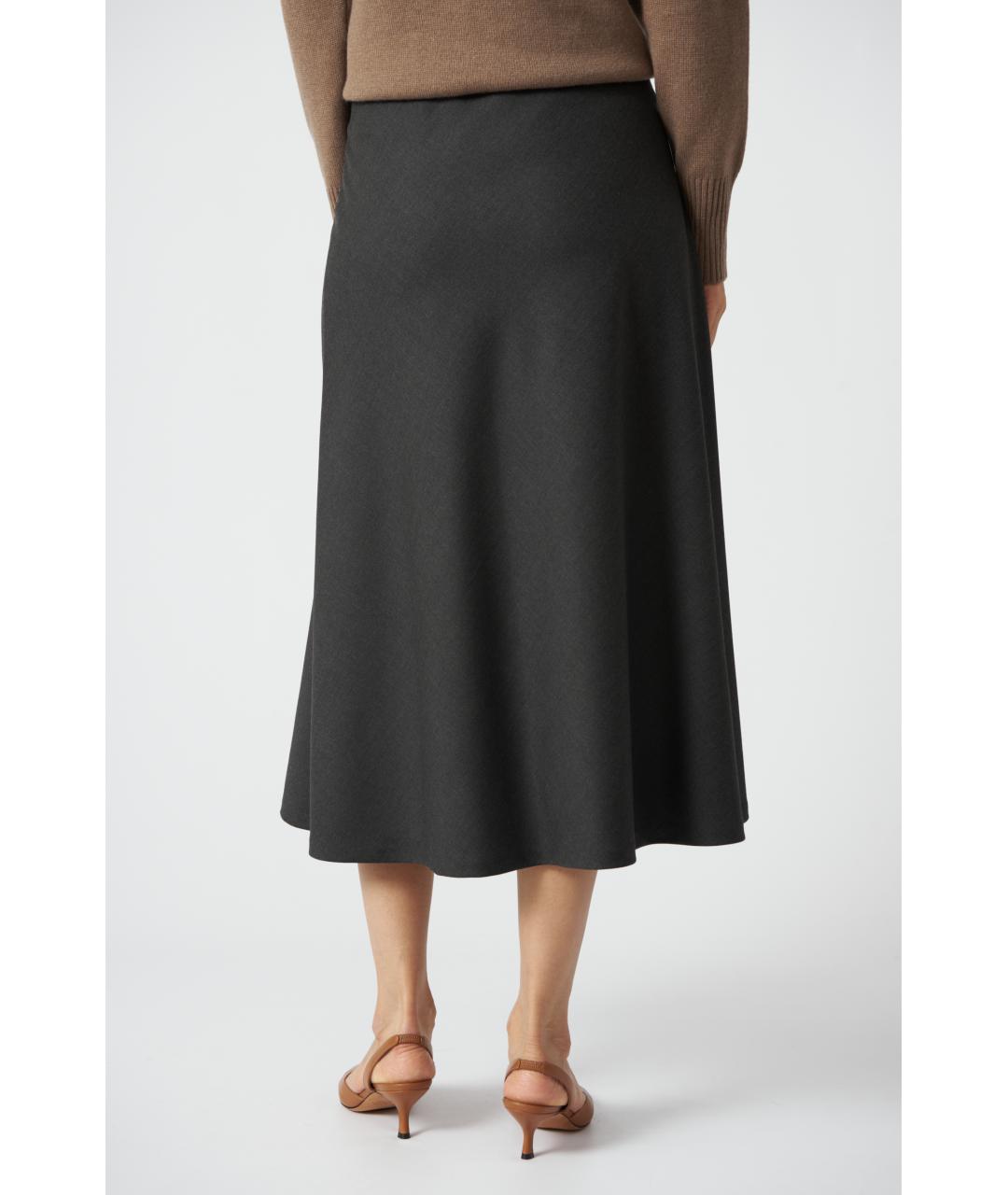 BRUNELLO CUCINELLI Серая шерстяная юбка миди, фото 3