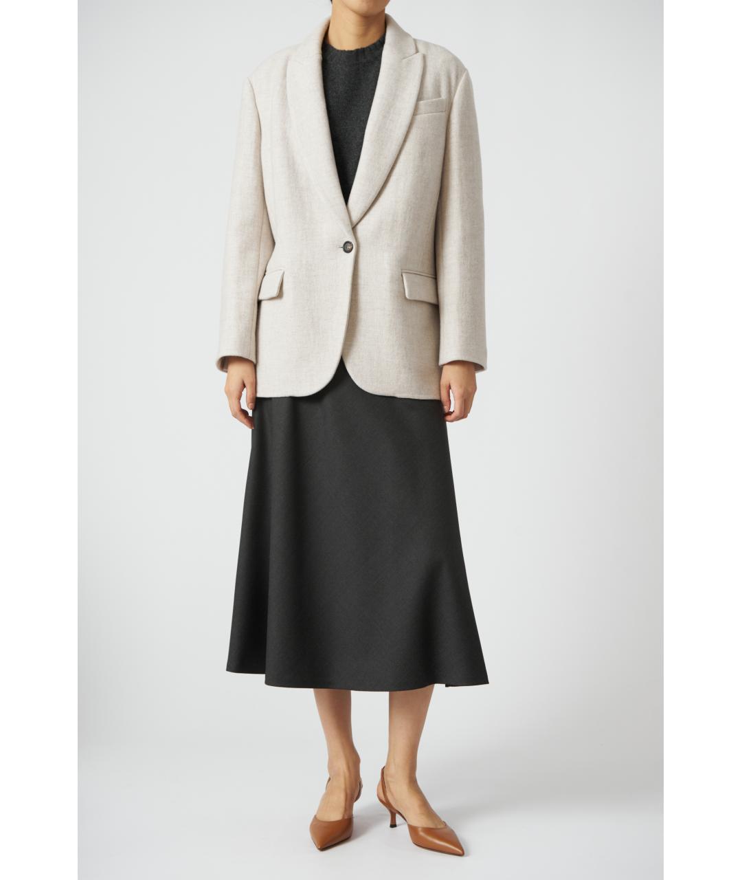 BRUNELLO CUCINELLI Серая шерстяная юбка миди, фото 4