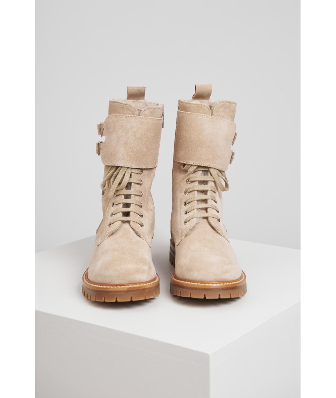 KITON Бежевые замшевые ботинки, фото 4