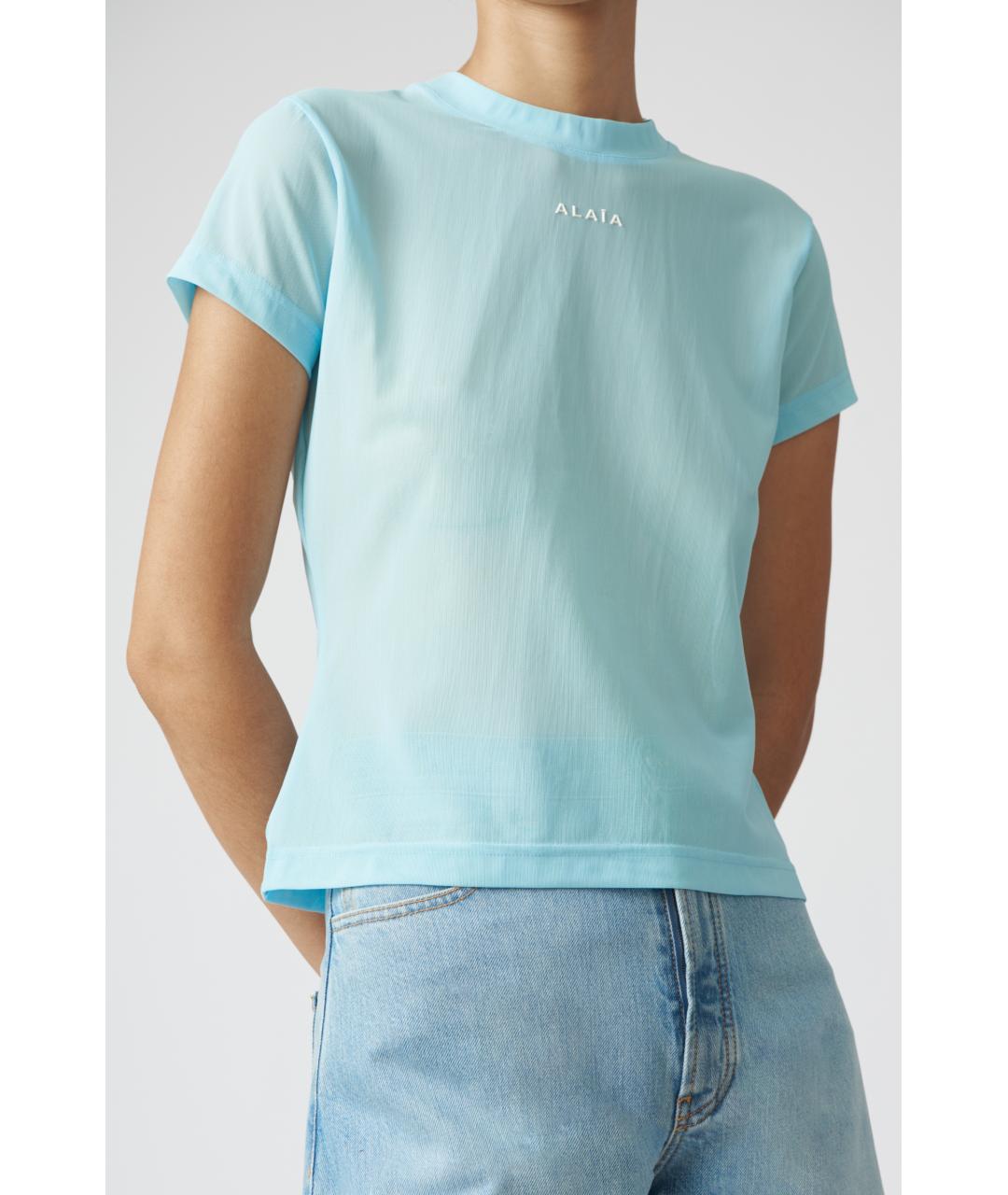 ALAIA Голубая полиамидовая футболка, фото 2