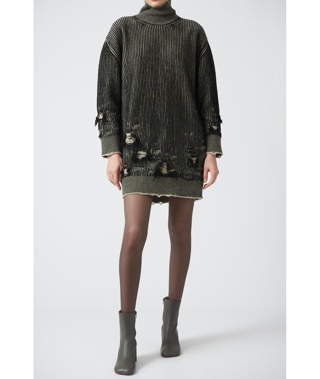 MM6 MAISON MARGIELA Черное шерстяное повседневное платье, фото 2