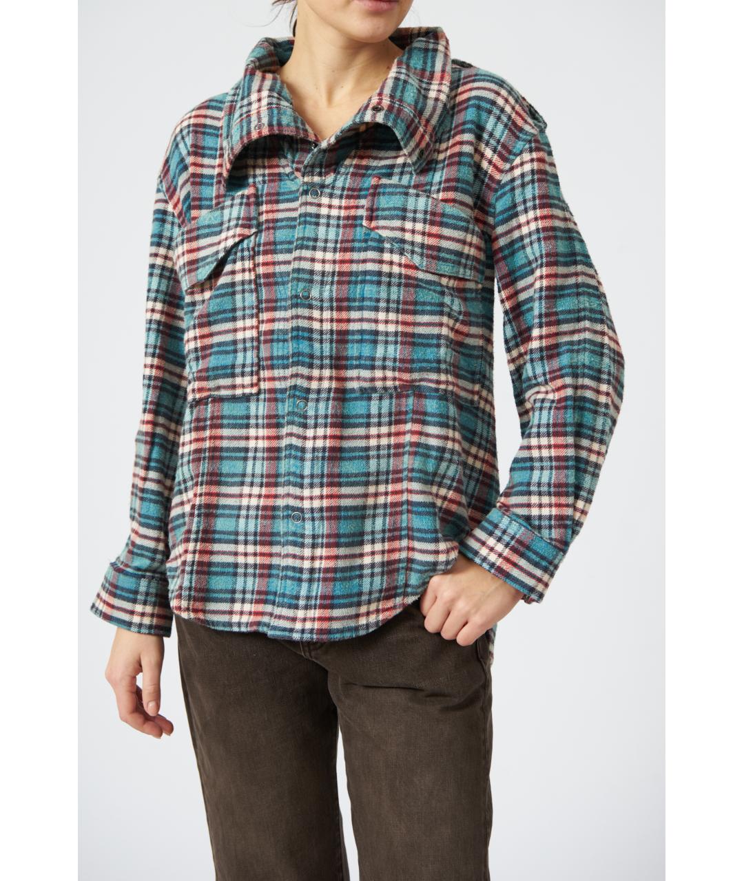 R13 Бирюзовая хлопковая рубашка, фото 3