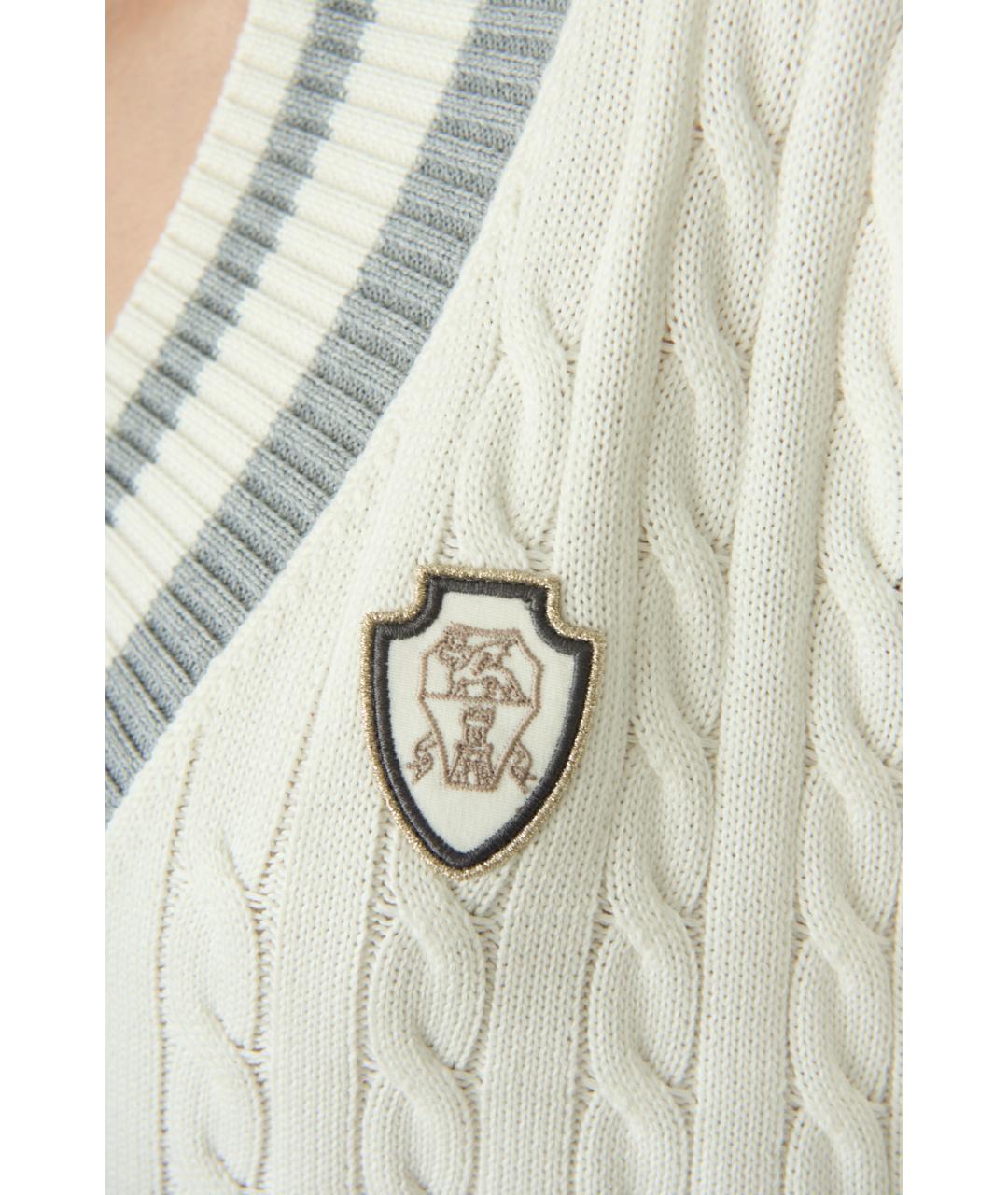 BRUNELLO CUCINELLI Белый хлопковый джемпер / свитер, фото 3