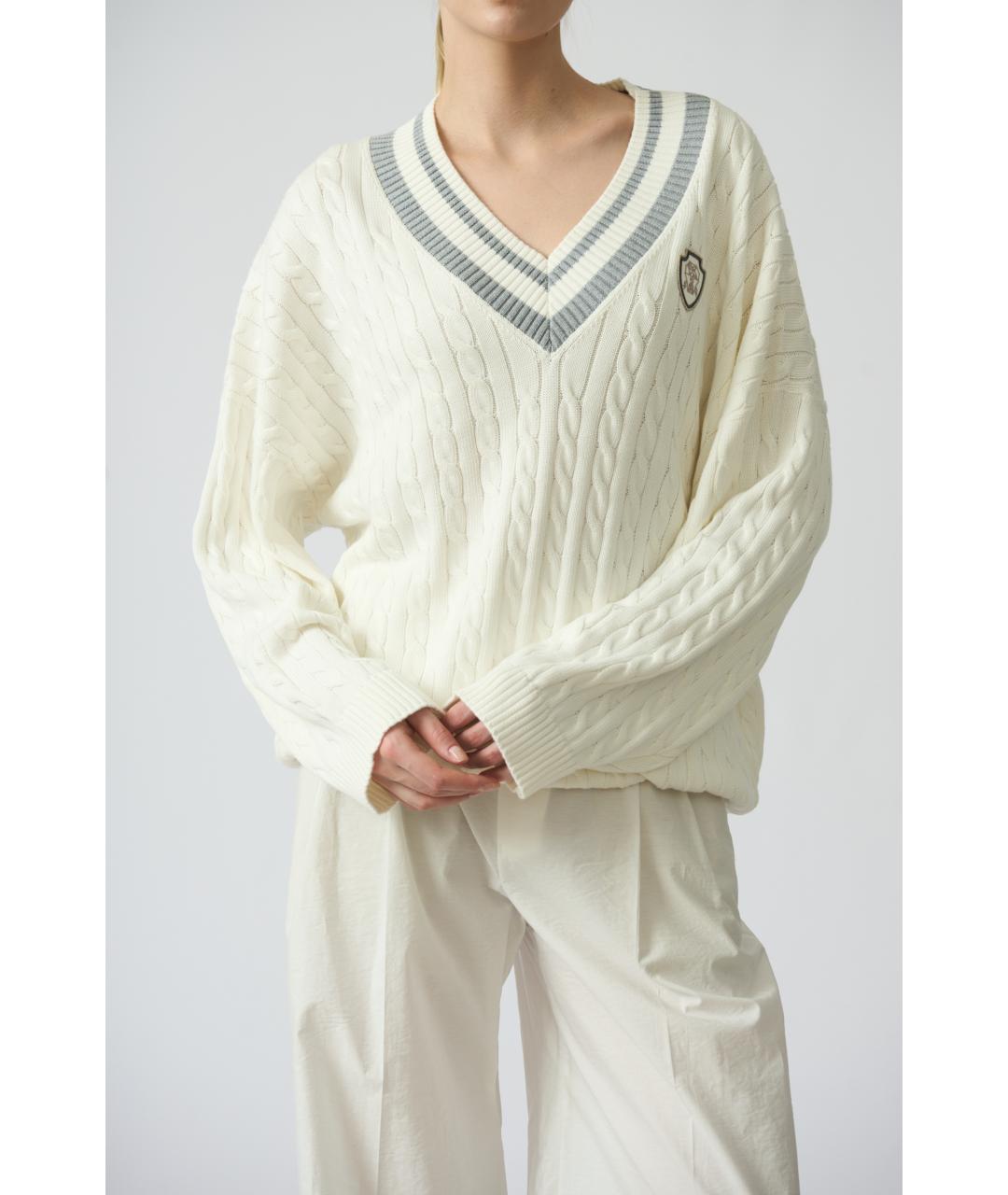 BRUNELLO CUCINELLI Белый хлопковый джемпер / свитер, фото 5