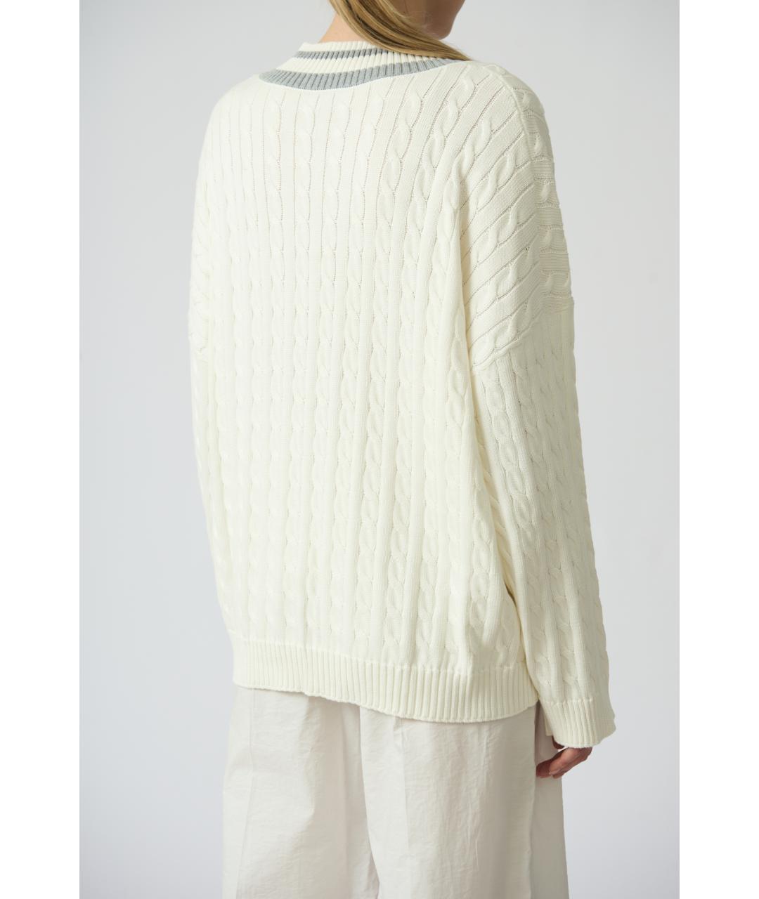 BRUNELLO CUCINELLI Белый хлопковый джемпер / свитер, фото 4
