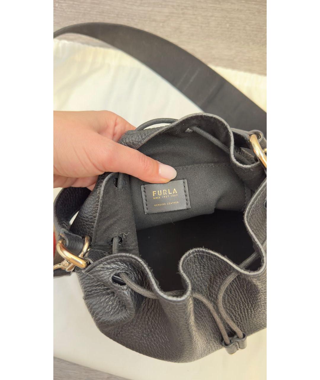 FURLA Черная кожаная сумка через плечо, фото 4