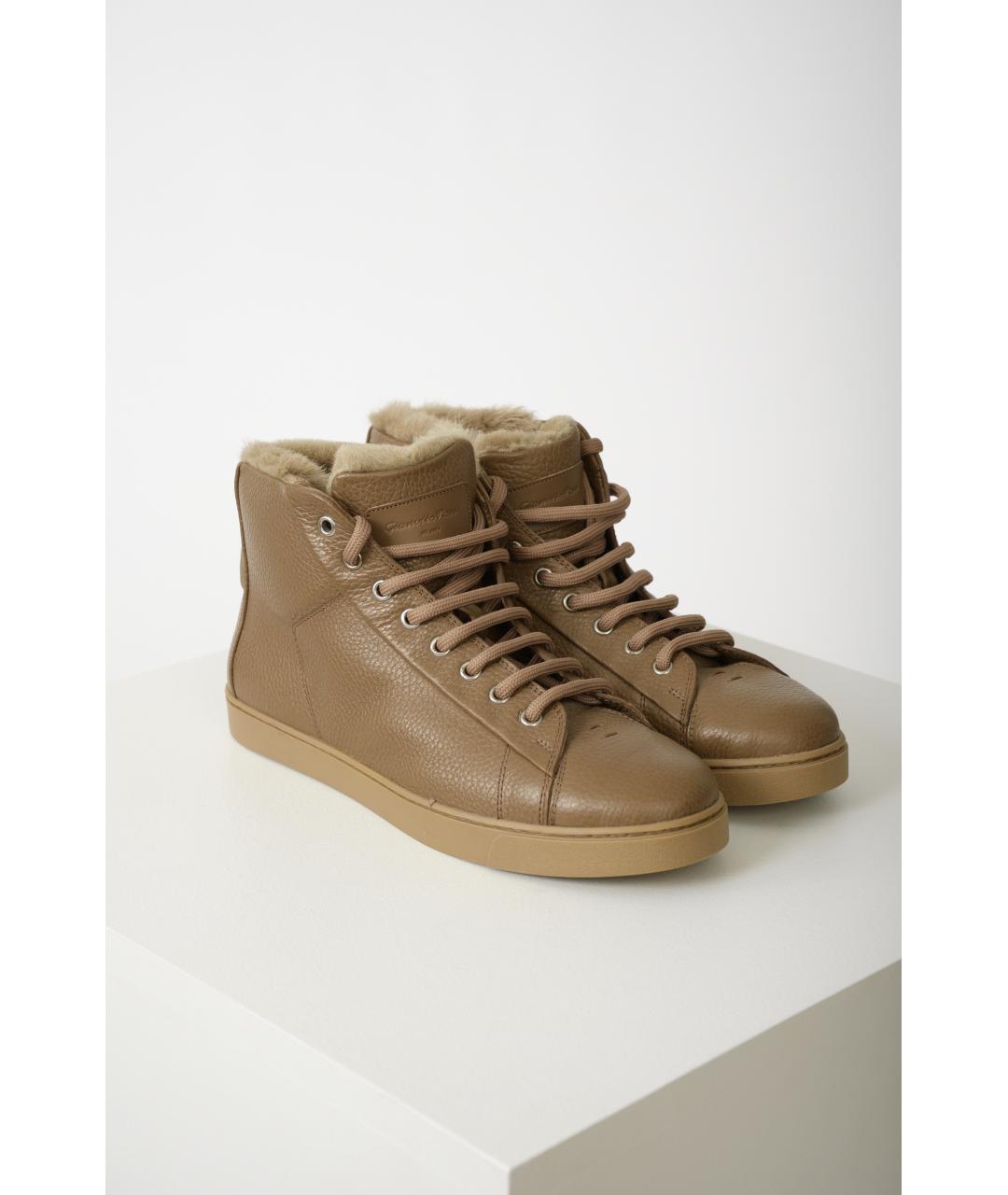 GIANVITO ROSSI Бежевые кожаные ботинки, фото 6