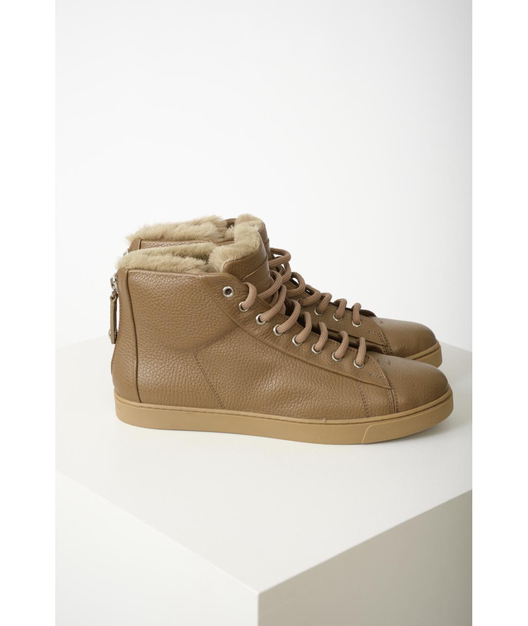 GIANVITO ROSSI Бежевые кожаные ботинки, фото 2