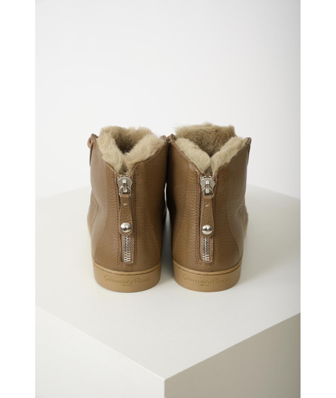 GIANVITO ROSSI Бежевые кожаные ботинки, фото 3