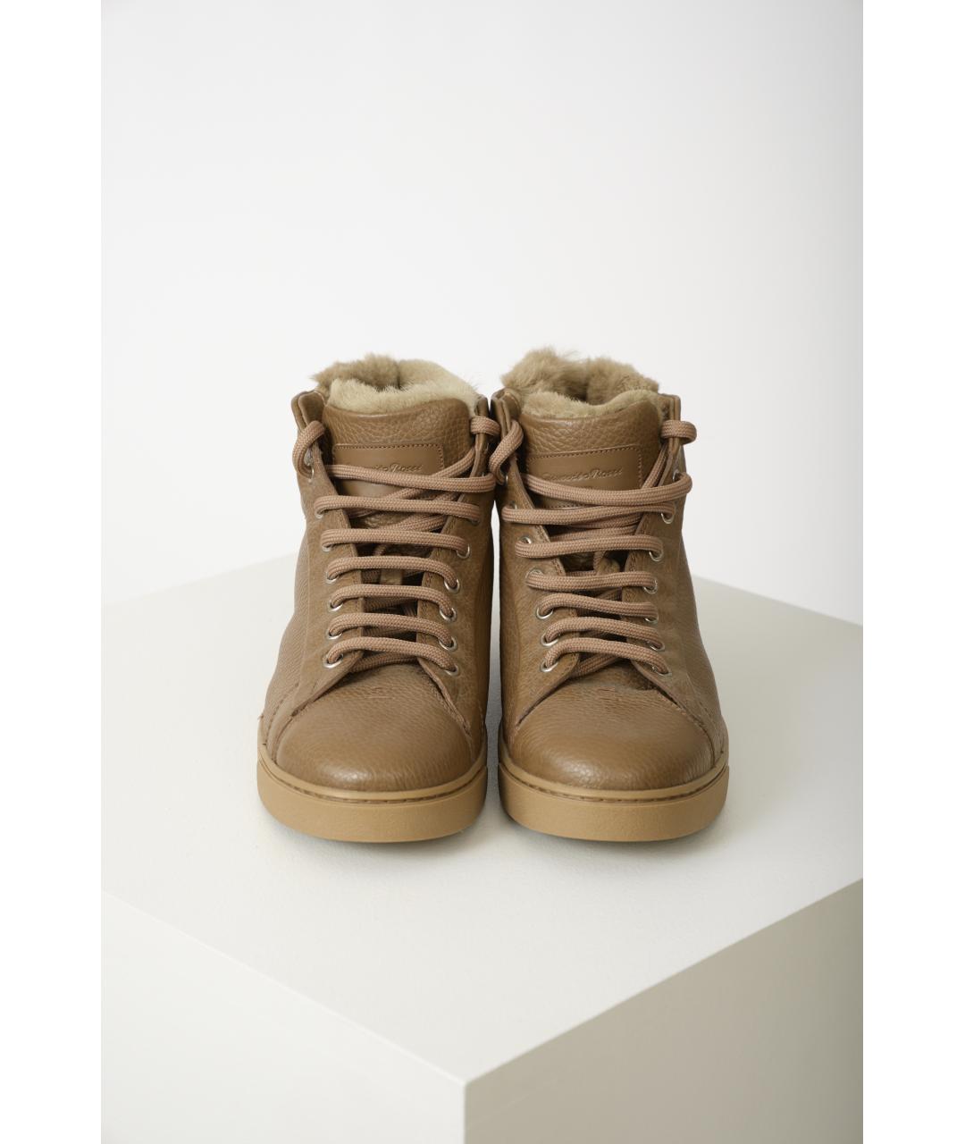 GIANVITO ROSSI Бежевые кожаные ботинки, фото 4