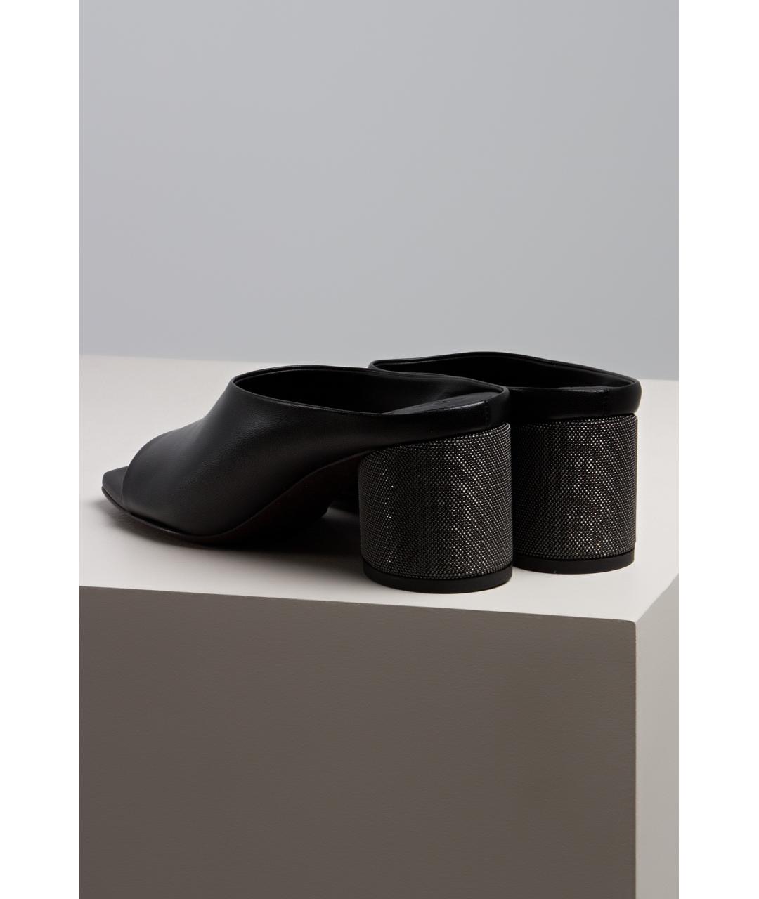 BRUNELLO CUCINELLI Черные кожаные босоножки, фото 3