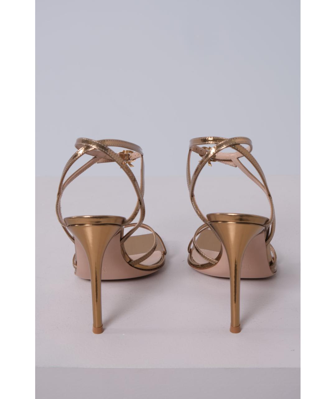 GIANVITO ROSSI Золотые кожаные босоножки, фото 3