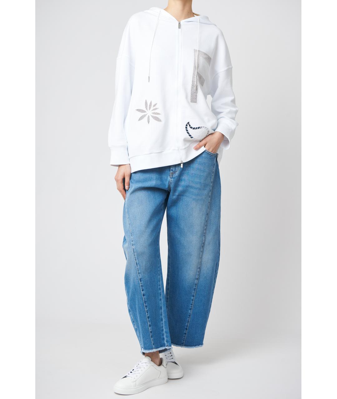 FABIANA FILIPPI Темно-синие хлопковые прямые джинсы, фото 2