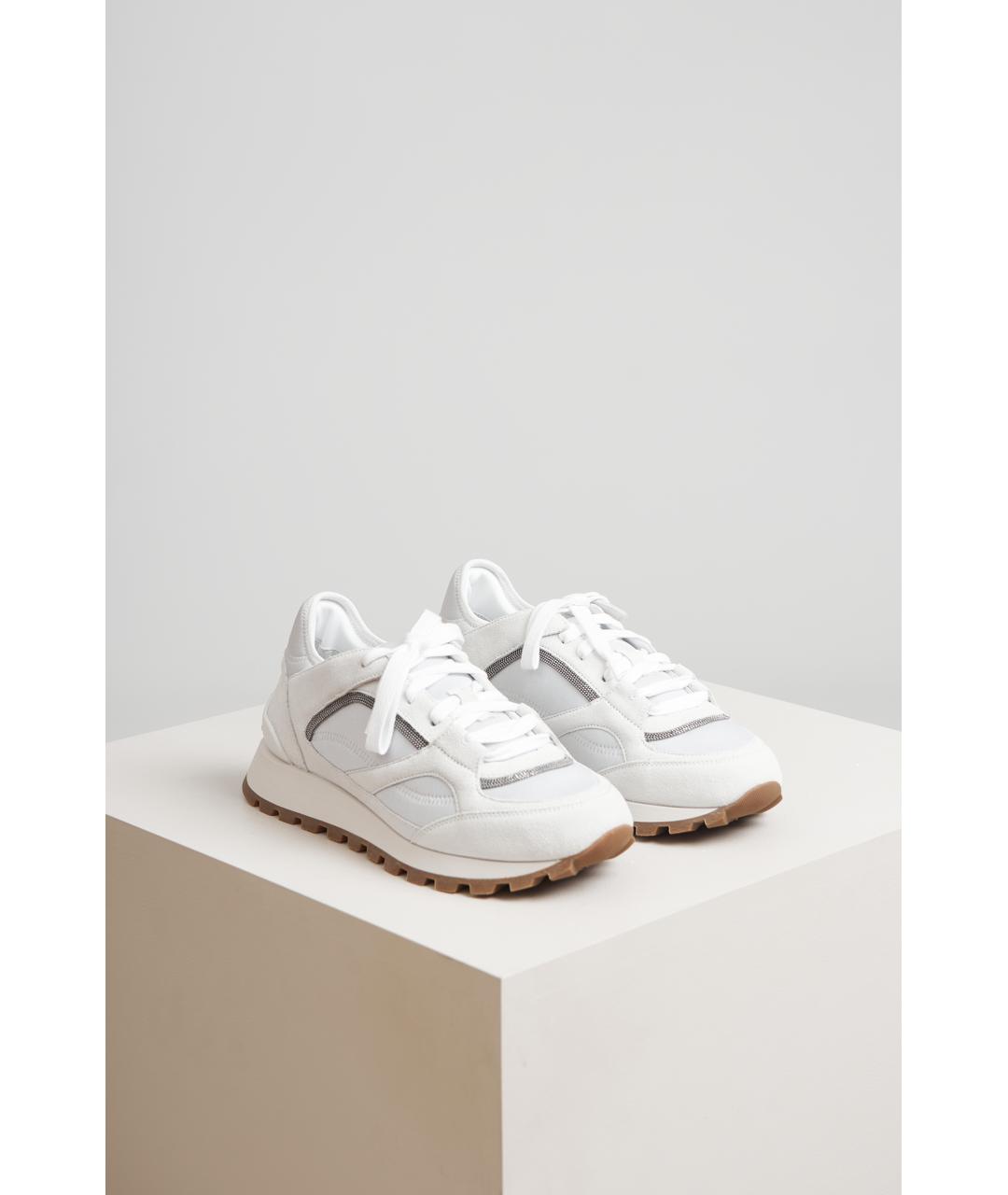 BRUNELLO CUCINELLI Белые кожаные кроссовки, фото 2