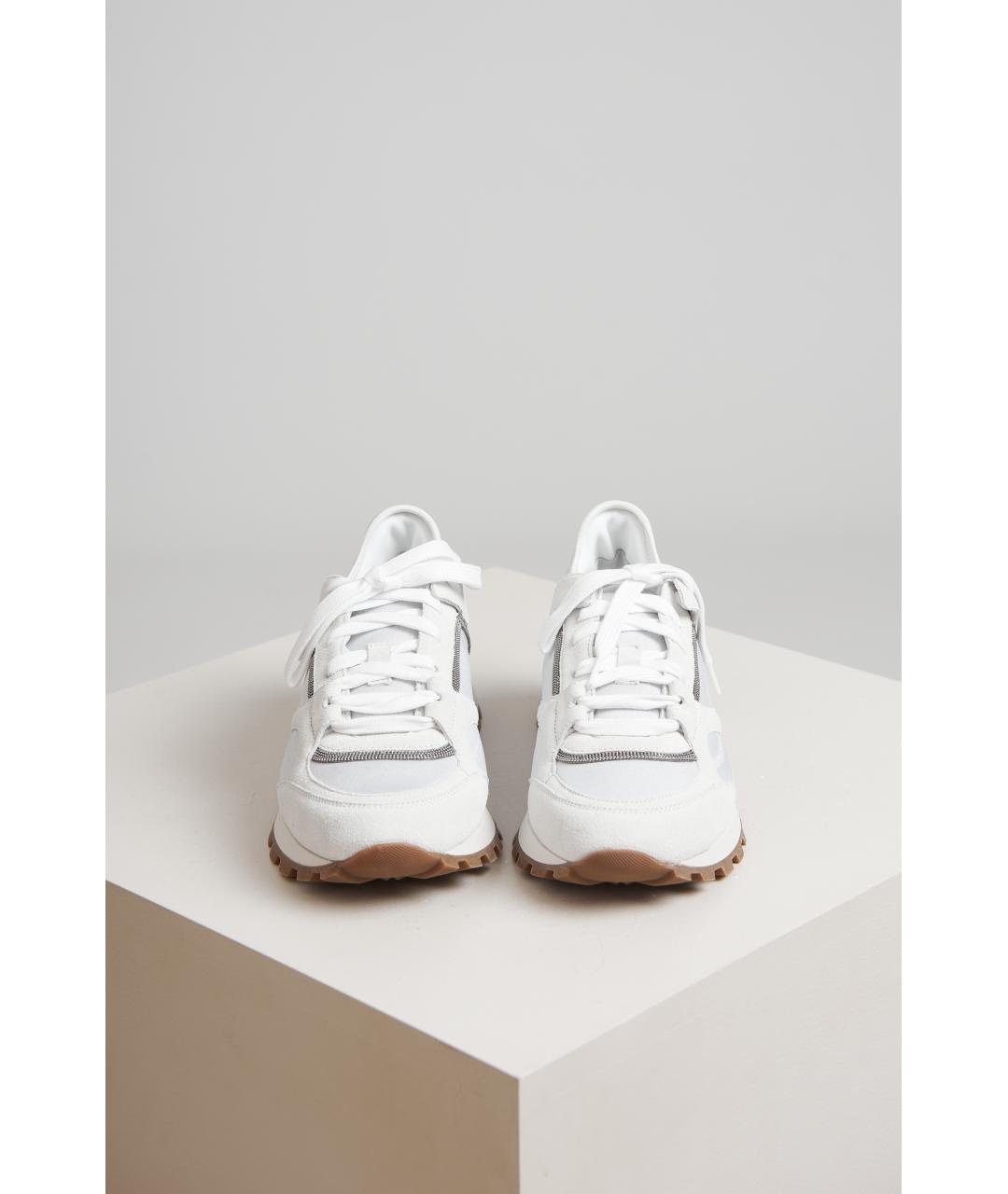 BRUNELLO CUCINELLI Белые кожаные кроссовки, фото 4