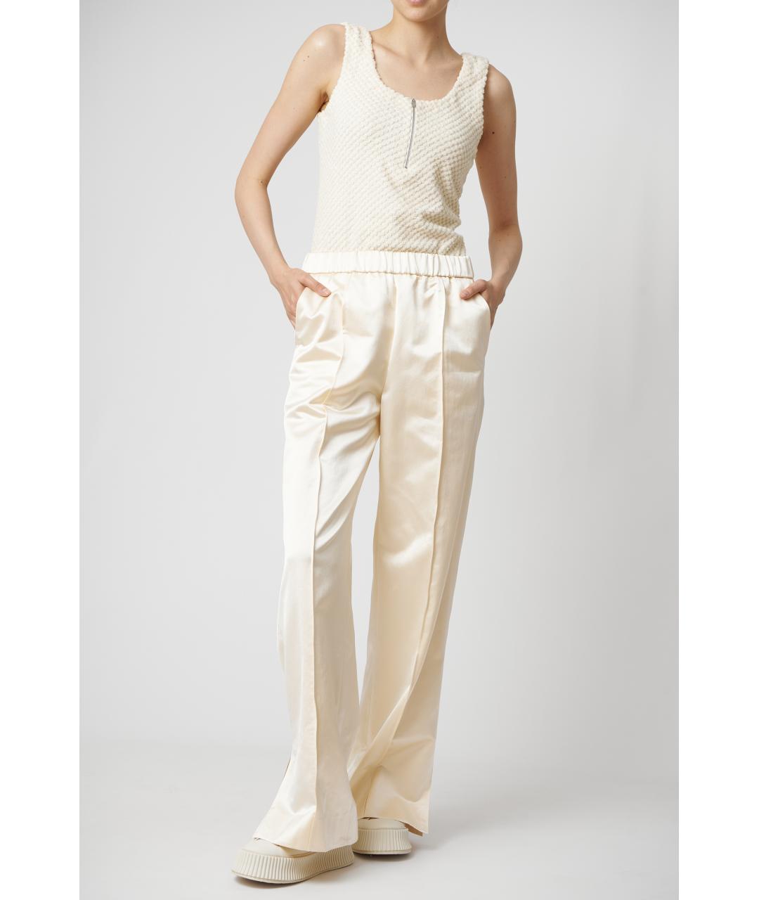 JIL SANDER Белые хлопковые прямые брюки, фото 2