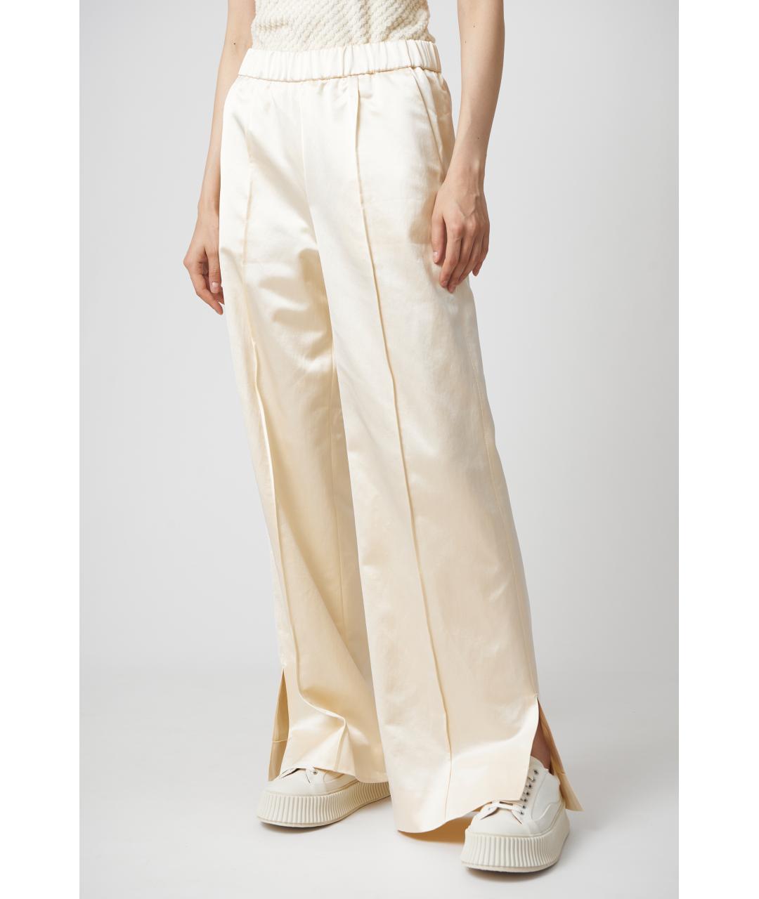 JIL SANDER Белые хлопковые прямые брюки, фото 4