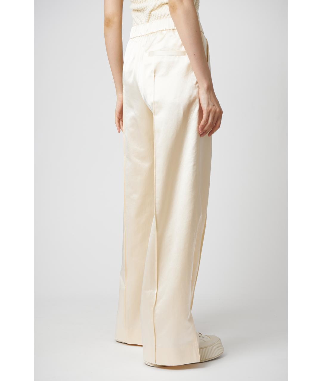 JIL SANDER Белые хлопковые прямые брюки, фото 3