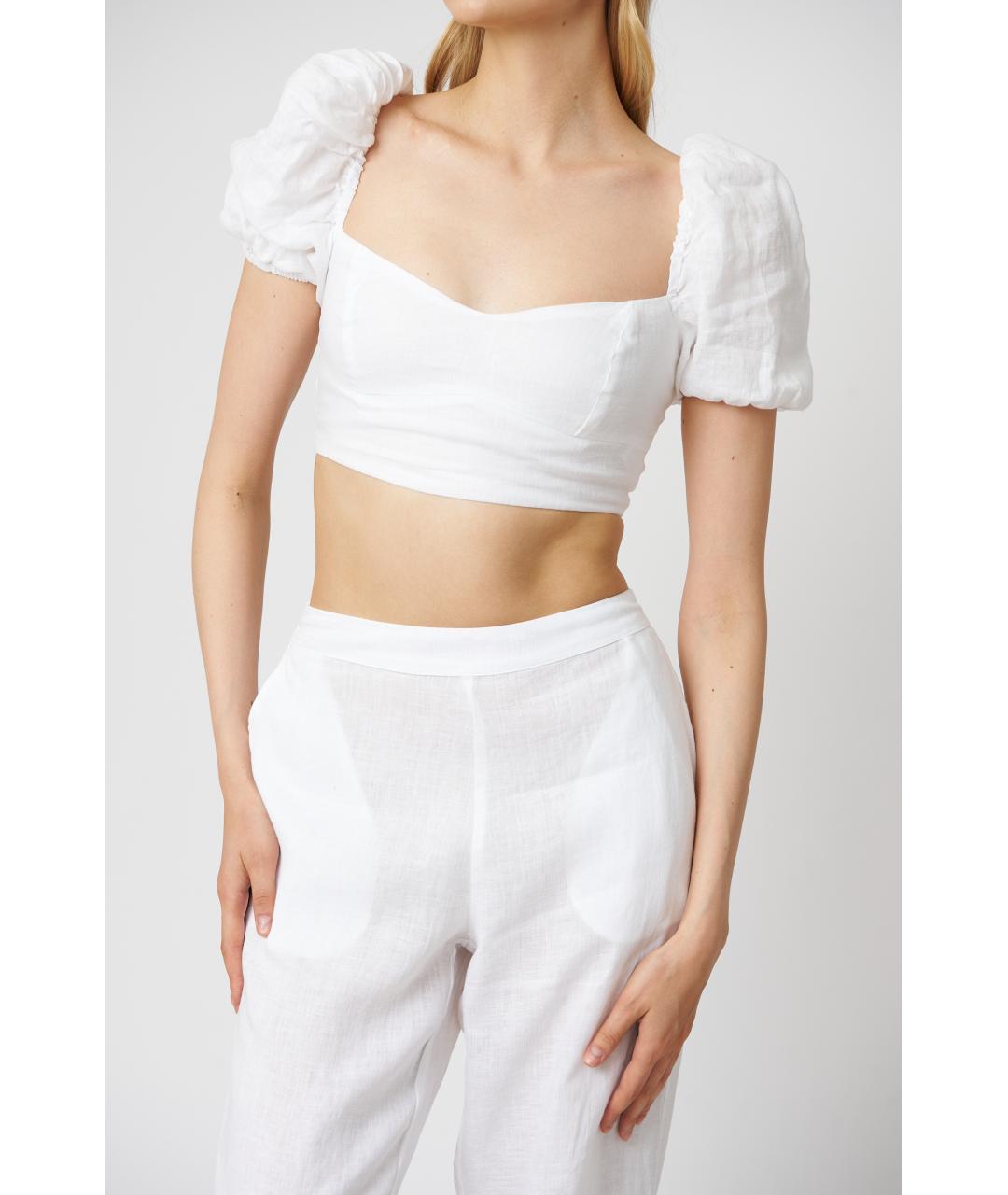 MC2 SAINT BARTH Белая льняная майка, фото 4