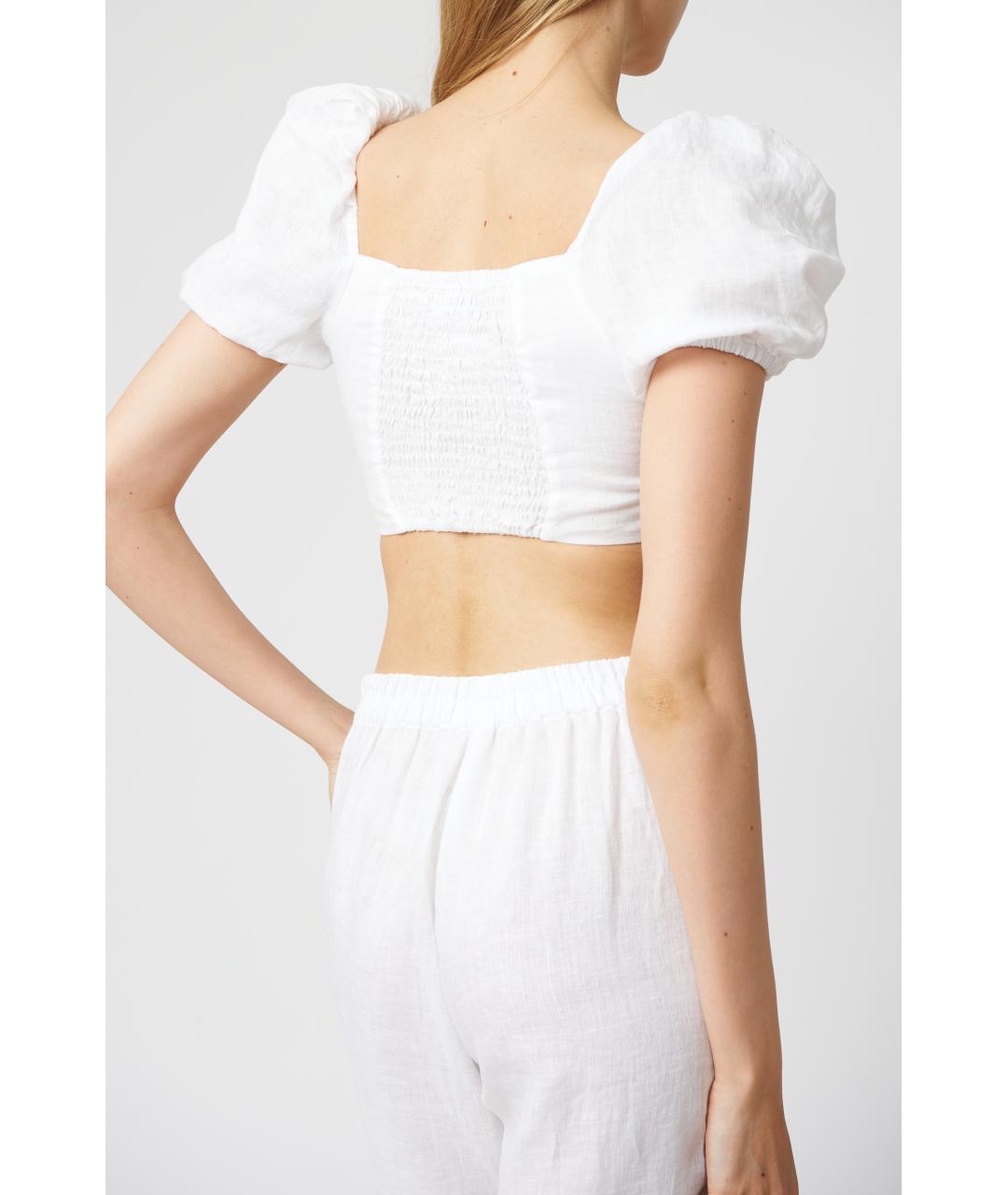 MC2 SAINT BARTH Белая льняная майка, фото 2