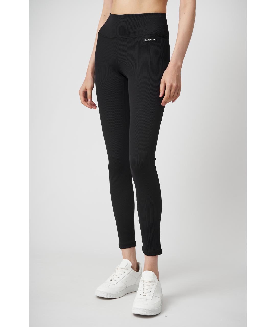 SPORTY AND RICH Черные полиамидовые леггинсы и велосипедки, фото 3