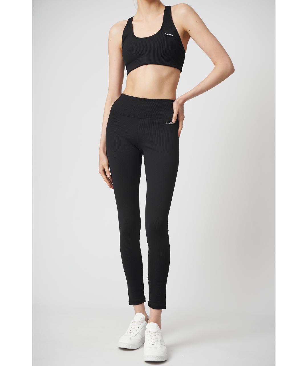 SPORTY AND RICH Черные полиамидовые леггинсы и велосипедки, фото 2