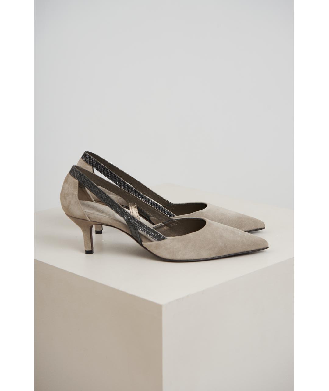 BRUNELLO CUCINELLI Серые замшевые туфли, фото 2