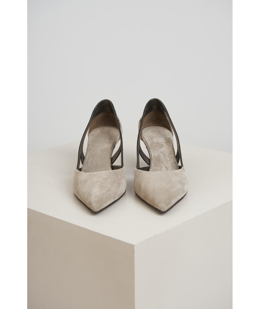 BRUNELLO CUCINELLI Серые замшевые туфли, фото 4