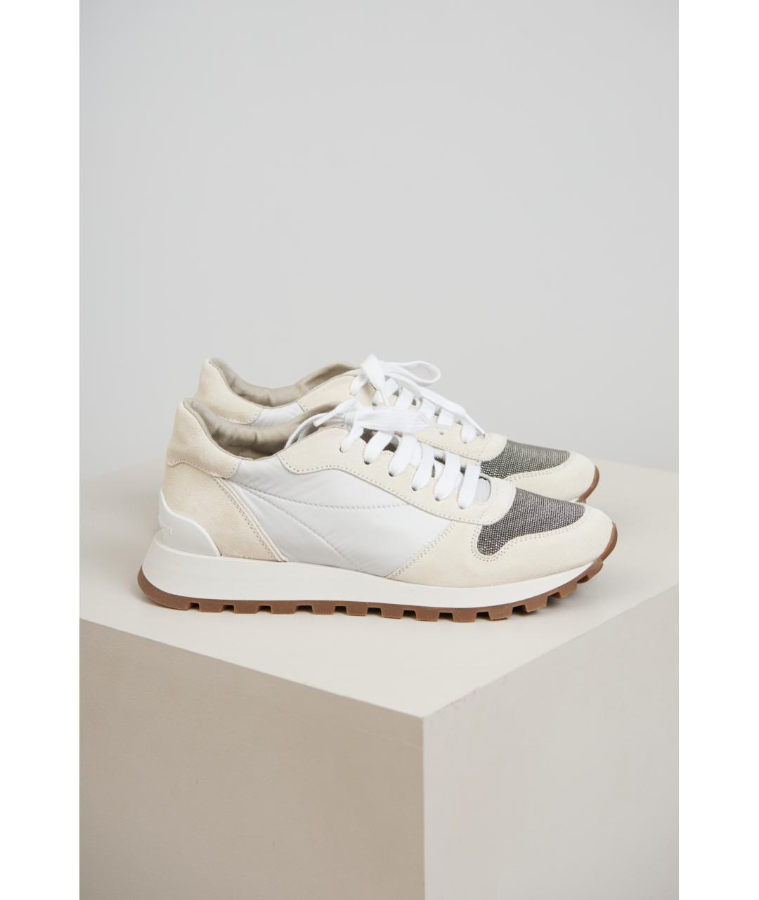 BRUNELLO CUCINELLI Бежевые кожаные кроссовки, фото 2