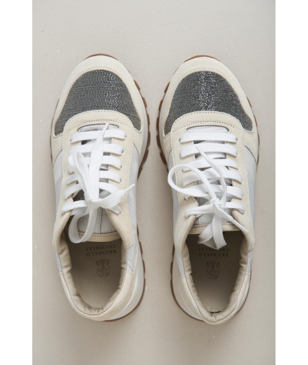 BRUNELLO CUCINELLI Бежевые кожаные кроссовки, фото 5
