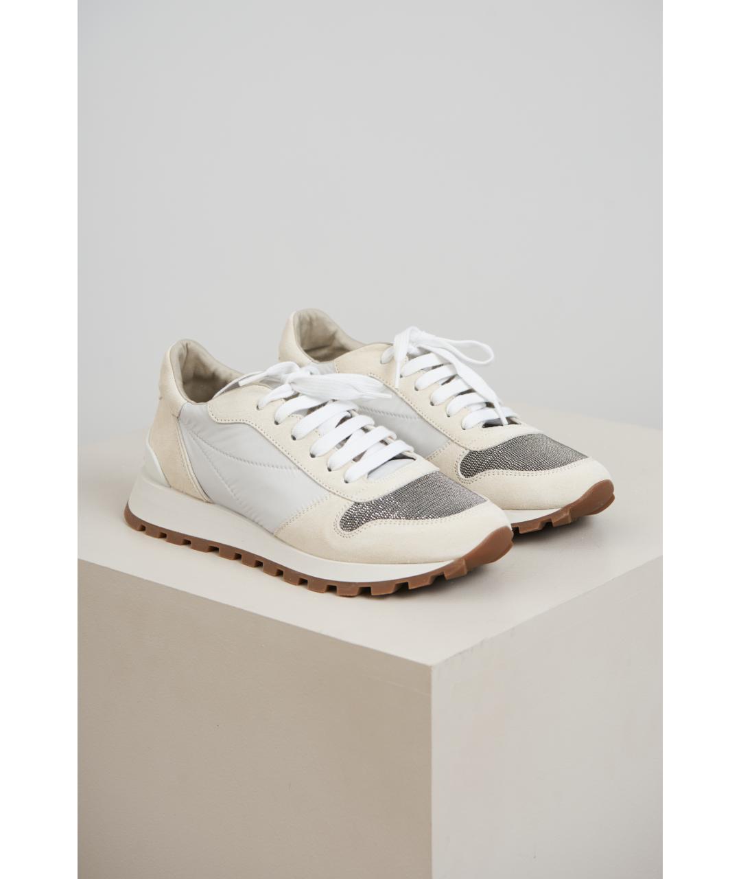 BRUNELLO CUCINELLI Бежевые кожаные кроссовки, фото 6