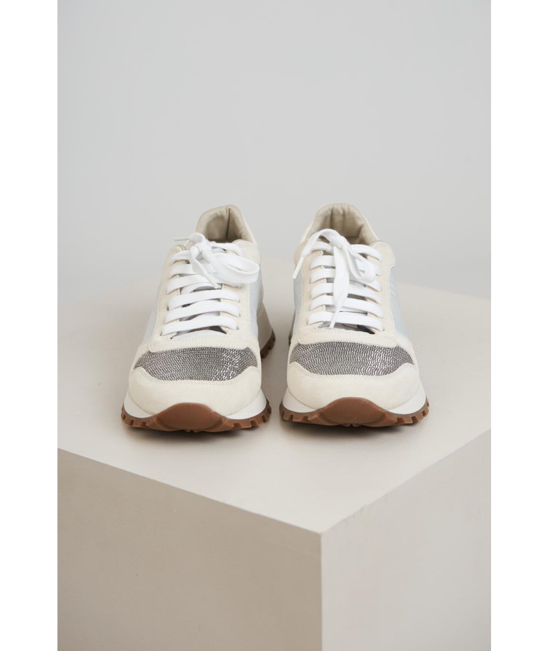 BRUNELLO CUCINELLI Бежевые кожаные кроссовки, фото 4