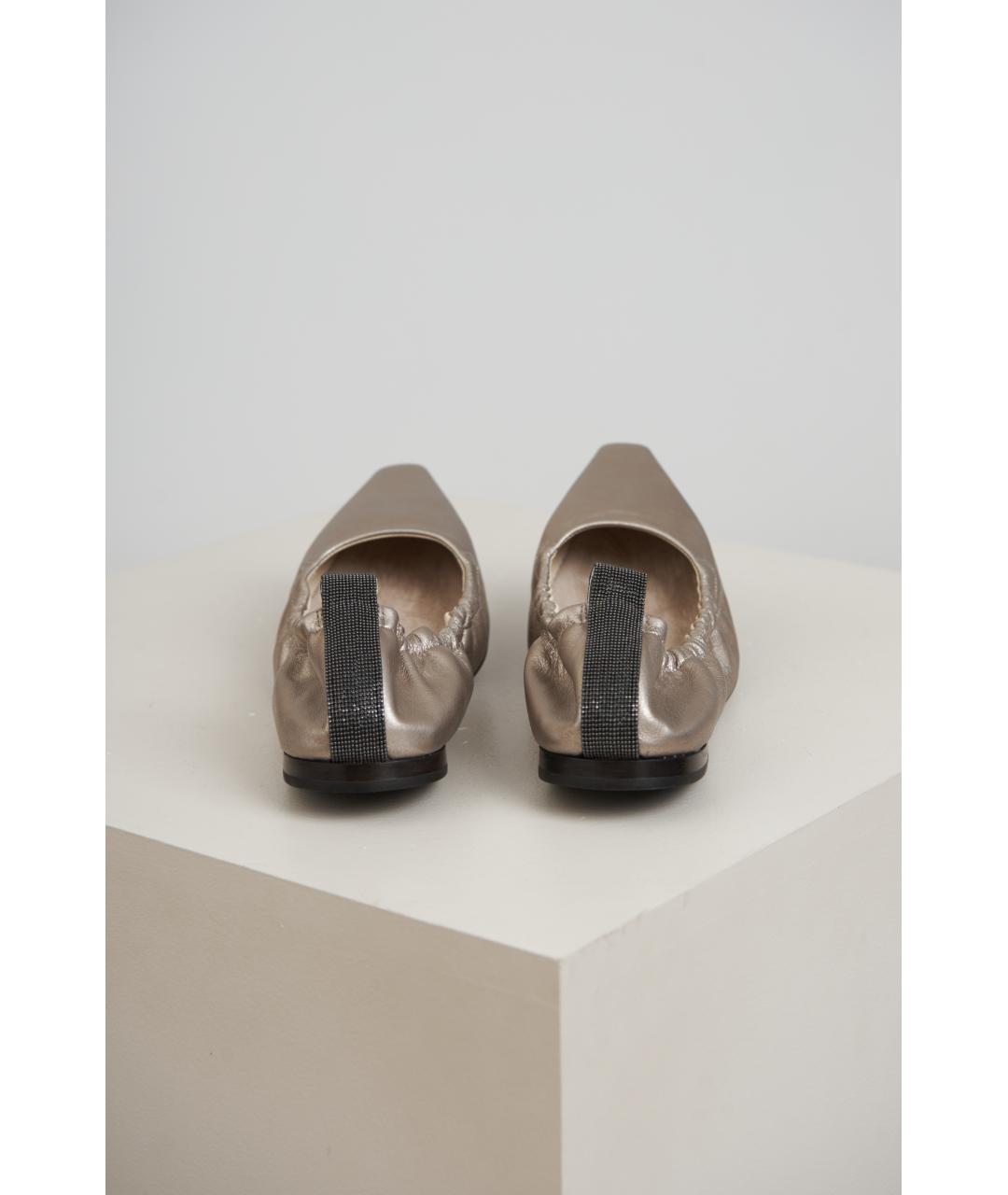 BRUNELLO CUCINELLI Бежевые кожаные балетки, фото 3