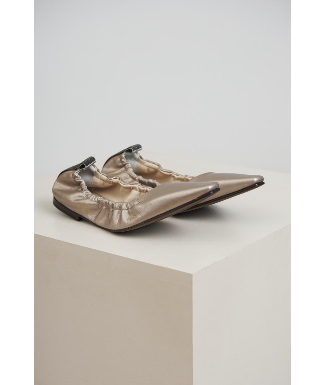 BRUNELLO CUCINELLI Бежевые кожаные балетки, фото 5