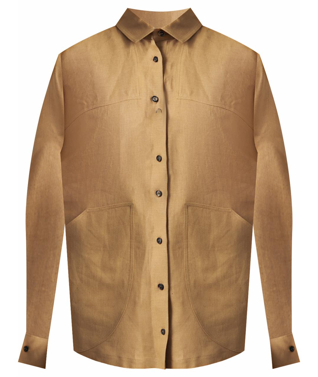 KITON Горчичная льняная рубашка, фото 1