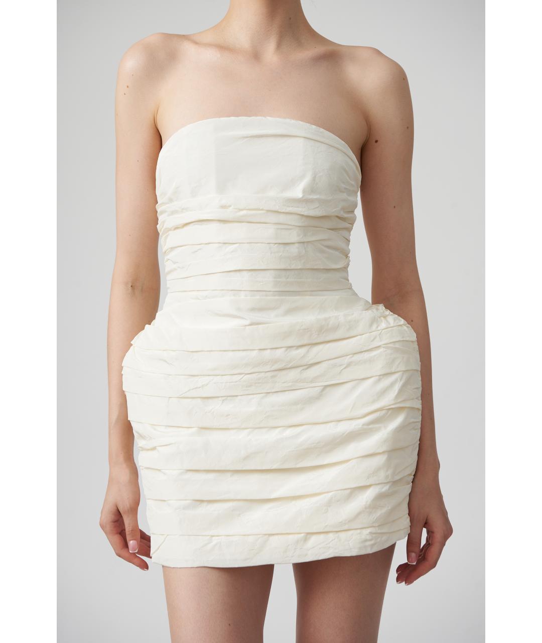 MAGDA BUTRYM Белое шелковое коктейльное платье, фото 3