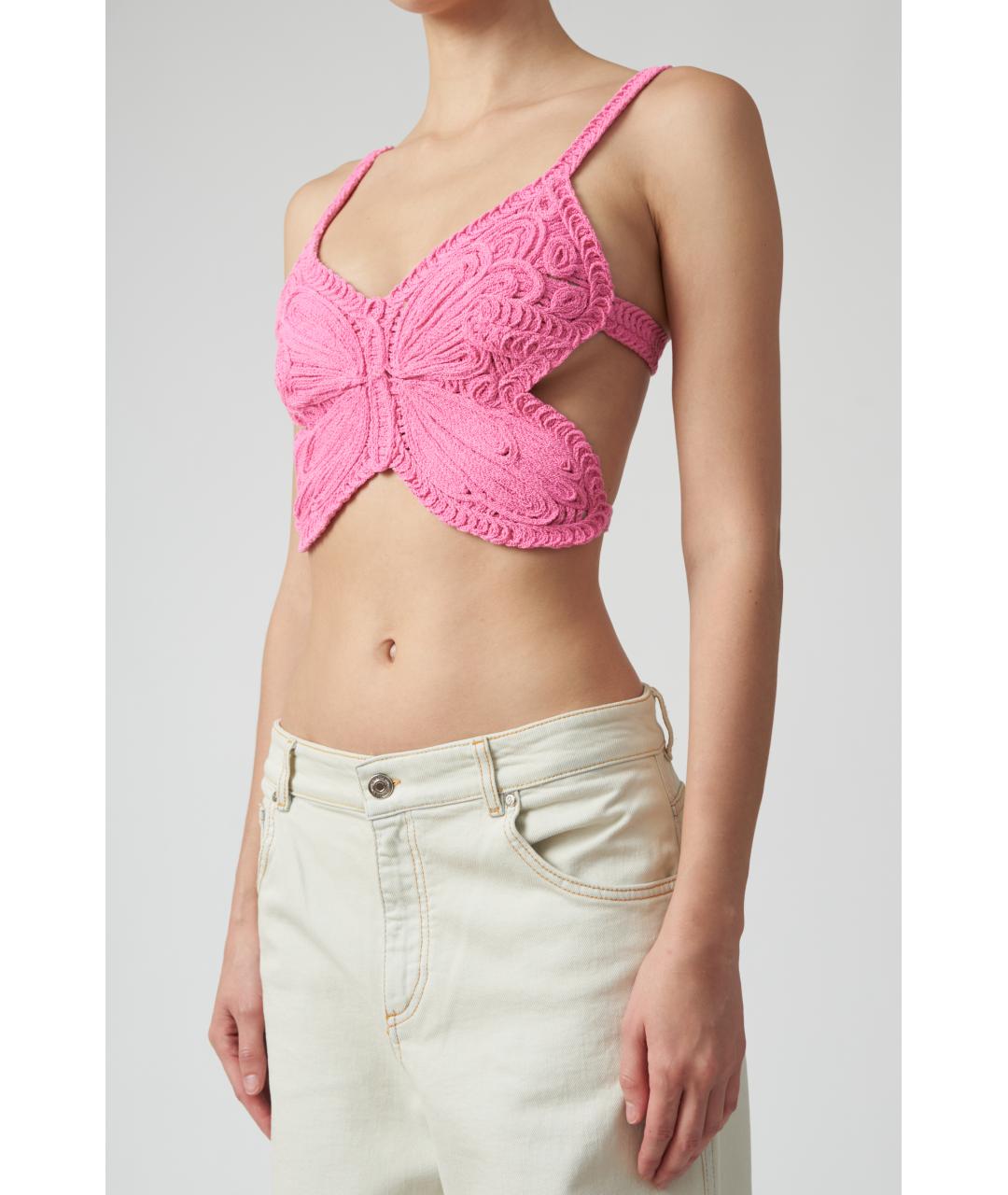 BLUMARINE Розовая хлопковая майка, фото 3