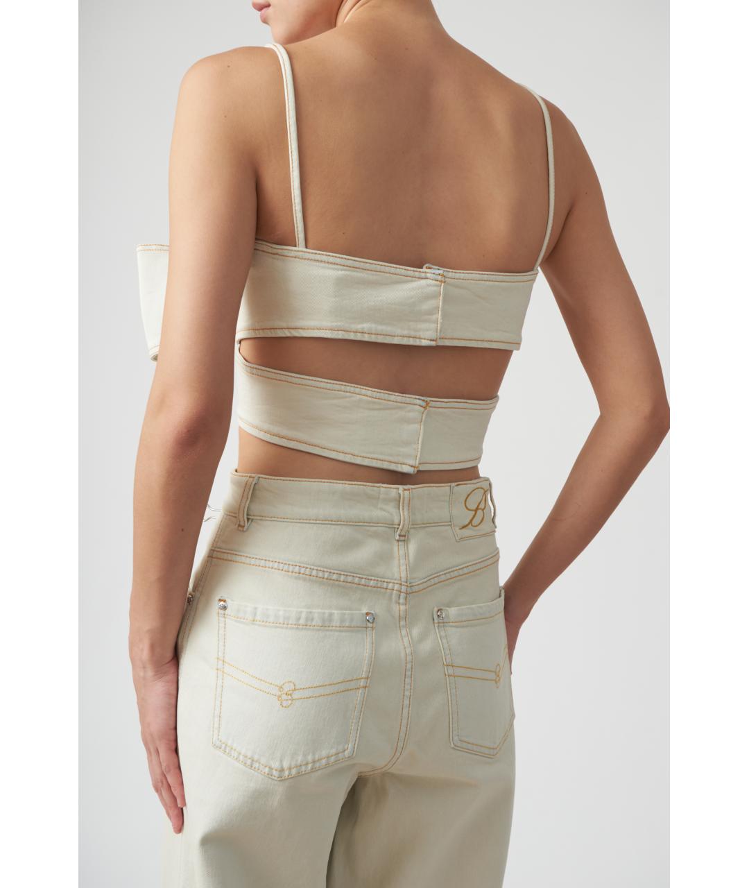 BLUMARINE Бежевая хлопковая блузы, фото 4