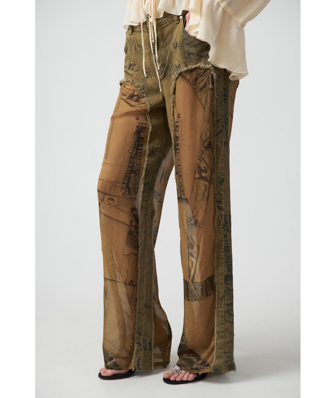 BLUMARINE Серые хлопковые прямые брюки, фото 3