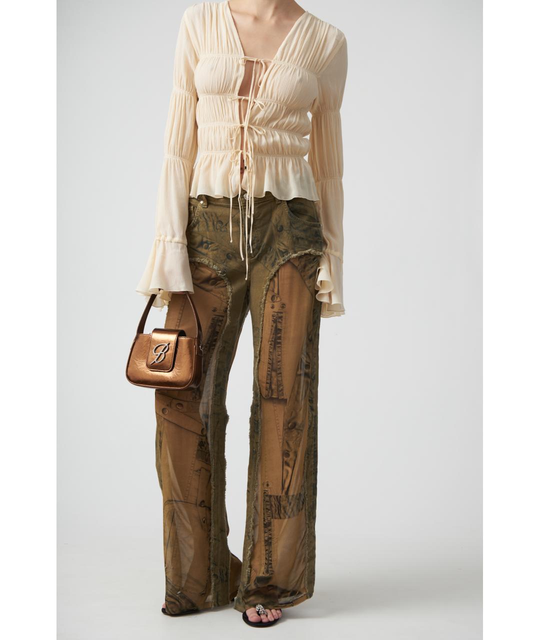 BLUMARINE Серые хлопковые прямые брюки, фото 6