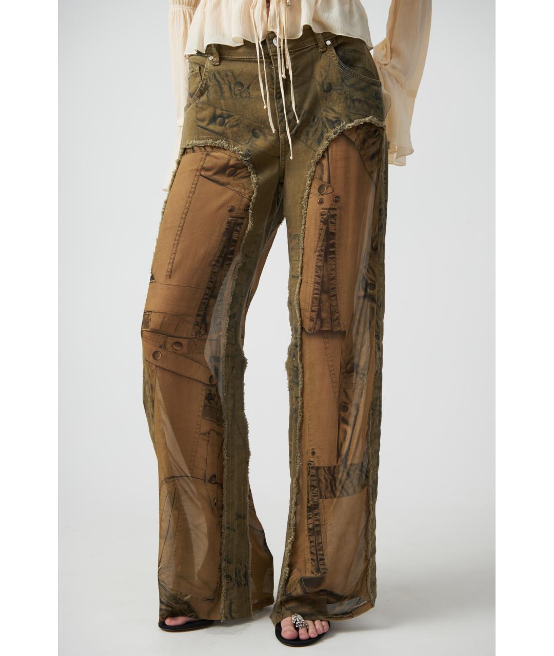 BLUMARINE Серые хлопковые прямые брюки, фото 2