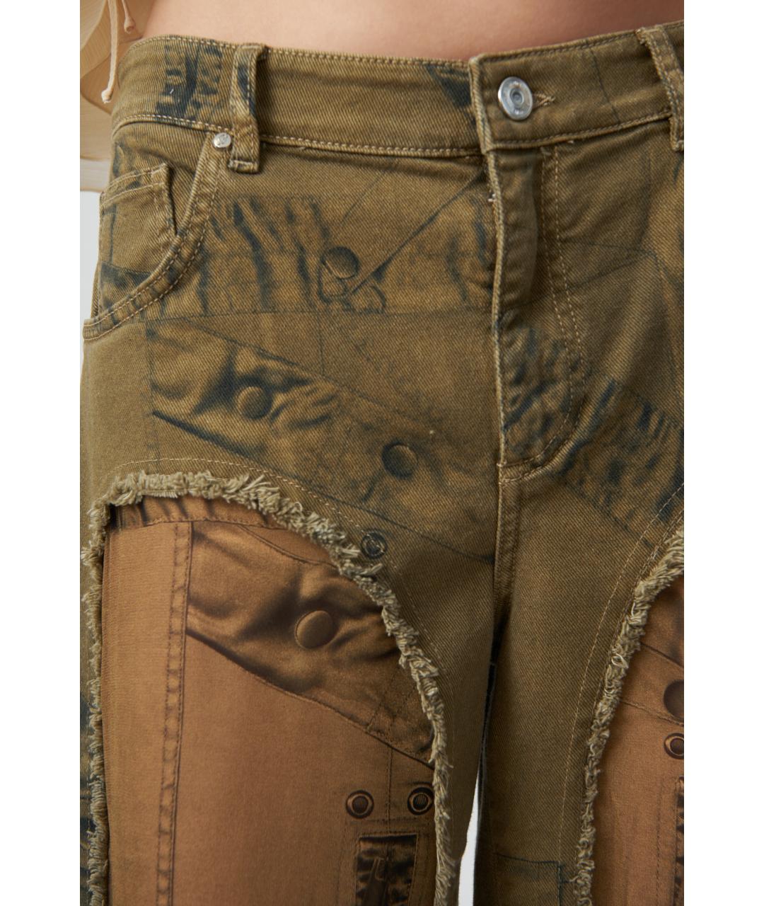 BLUMARINE Серые хлопковые прямые брюки, фото 4