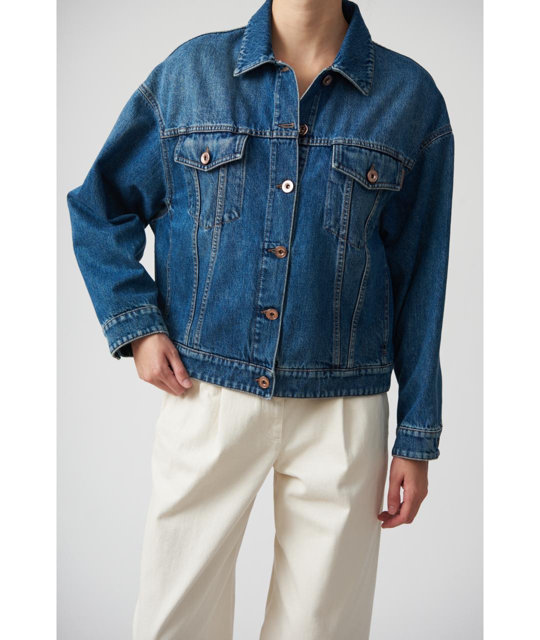 BRUNELLO CUCINELLI Темно-синяя хлопковая куртка, фото 3