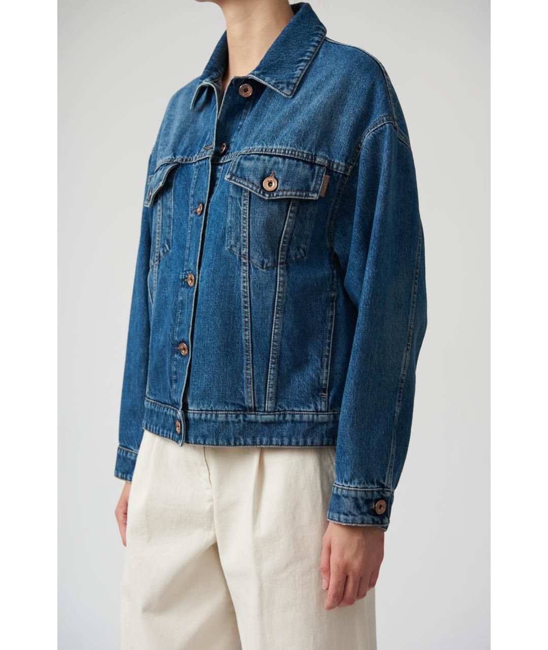 BRUNELLO CUCINELLI Темно-синяя хлопковая куртка, фото 4