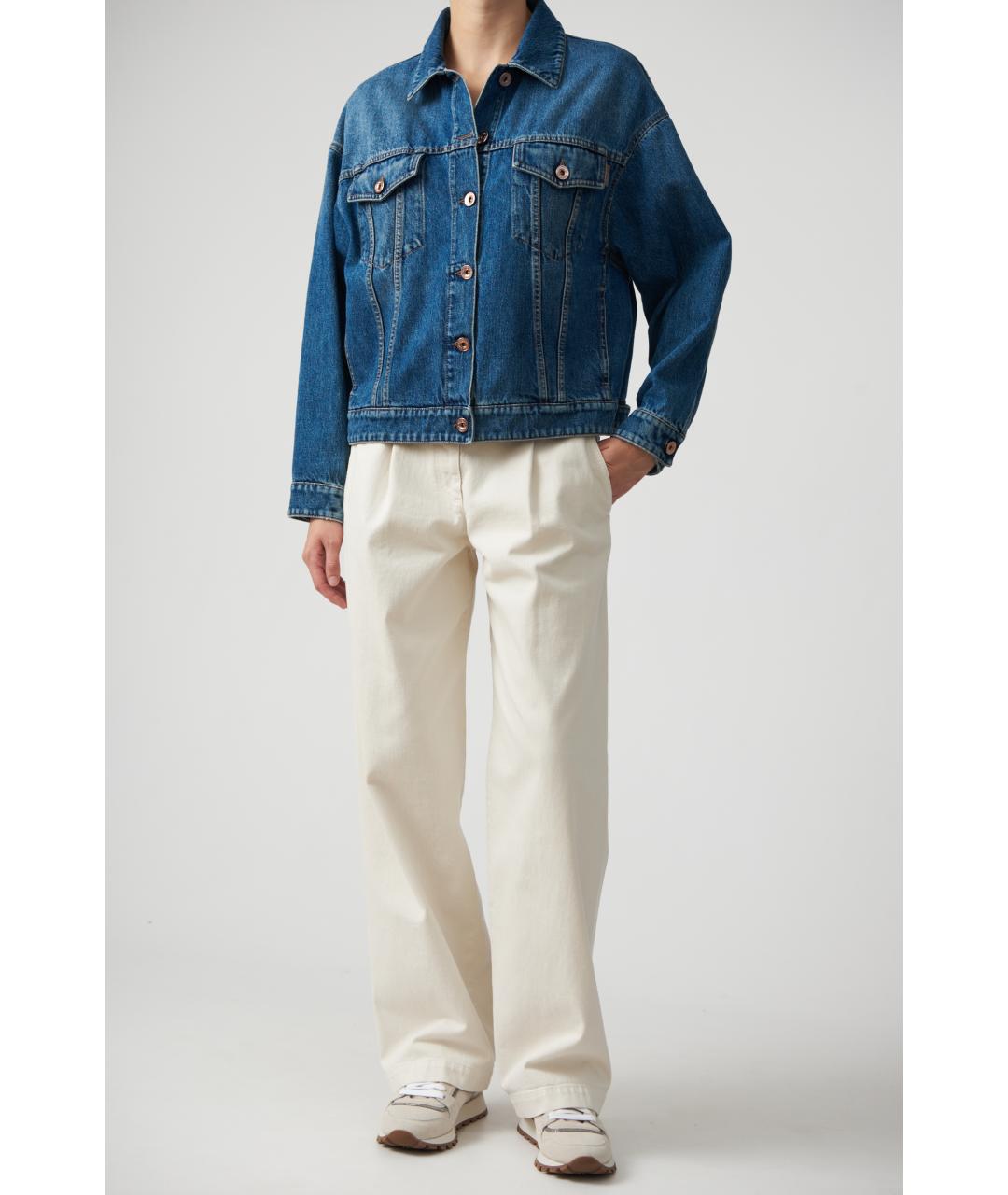 BRUNELLO CUCINELLI Темно-синяя хлопковая куртка, фото 2