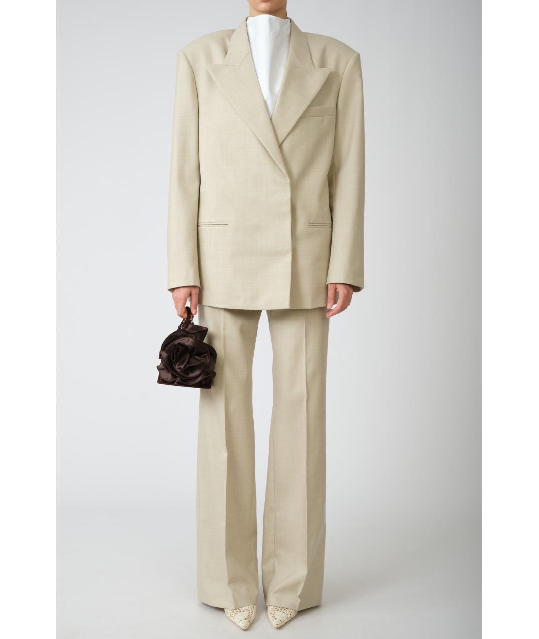 MAGDA BUTRYM Бежевые шерстяные прямые брюки, фото 8